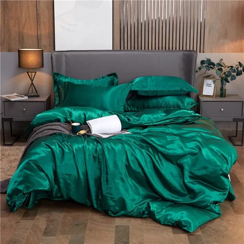 Housse de couette de luxe en Satin rayonne, Queen, haute qualité, King Size, lisse, solide, haut de gamme, simple, Double