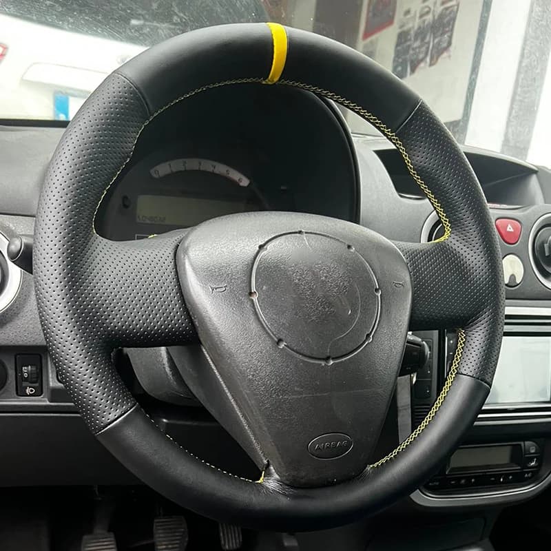 Housse de volant de voiture en cuir microfibre, couture à la main, personnalisée, pour citroën C3 2001 – 2009, tresse automatique sur le style de
