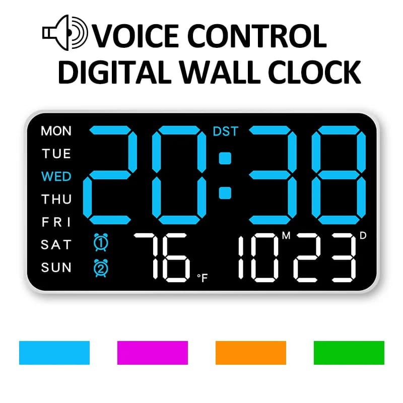 Grande horloge murale numérique, affichage de la température, de la date et de la semaine, télécommande USB, 62 horloges de table, horloges à LED