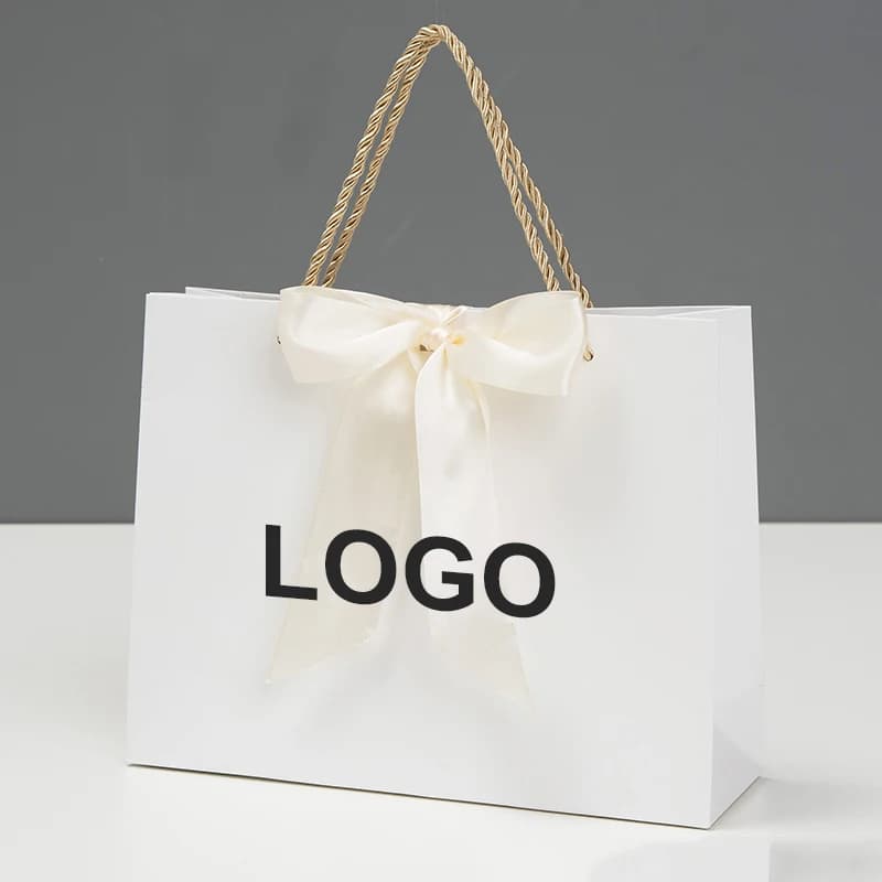 5/10 pièces, sacs blancs personnalisés avec logo, cadeaux pour la Saint-Valentin, emballage de mariage, nœud papillon, sac de luxe pour petites