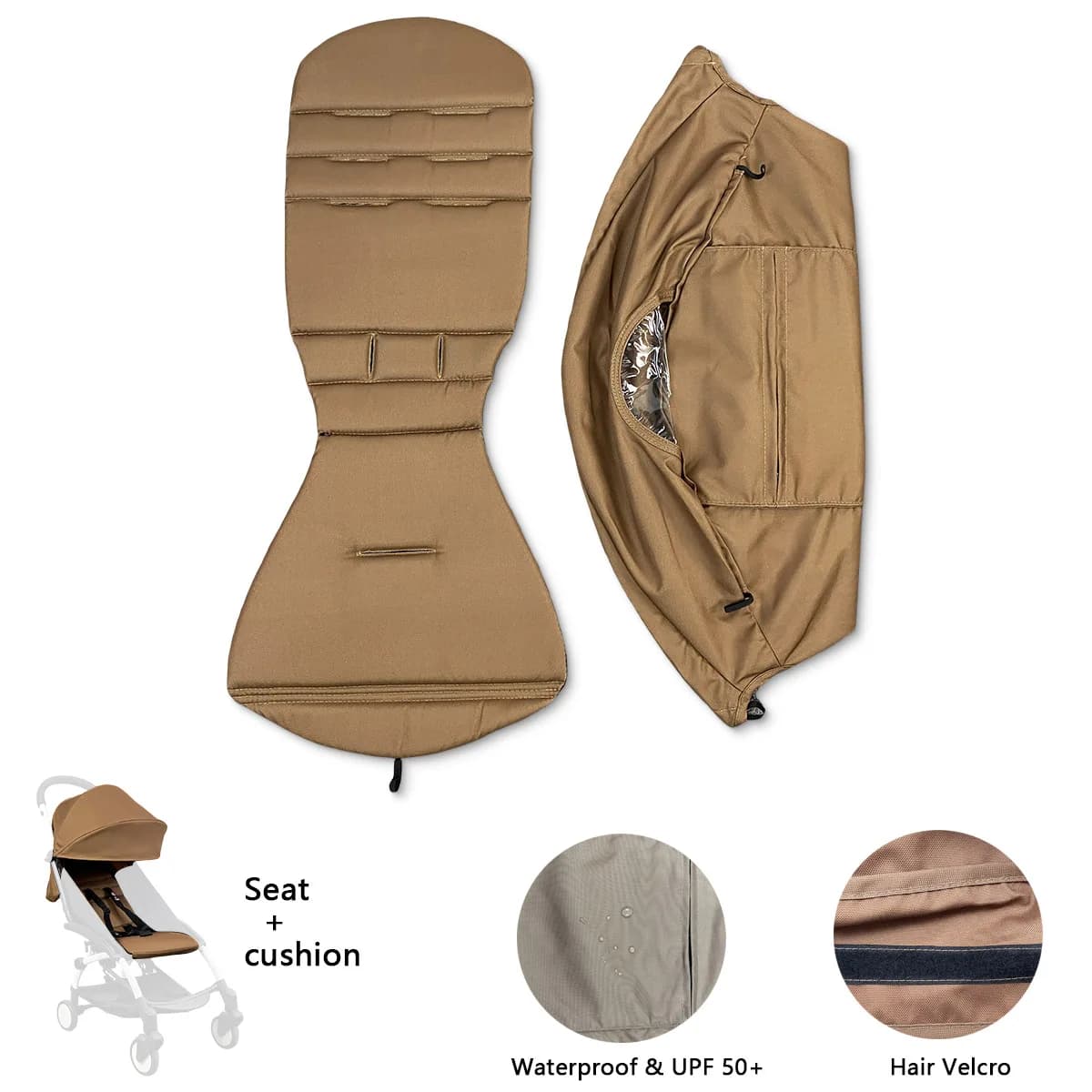175 accessoires de poussette, housse de siège, coussin de siège Compatible avec Babyzen YOYO, matelas de siège avec poche arrière à fermeture