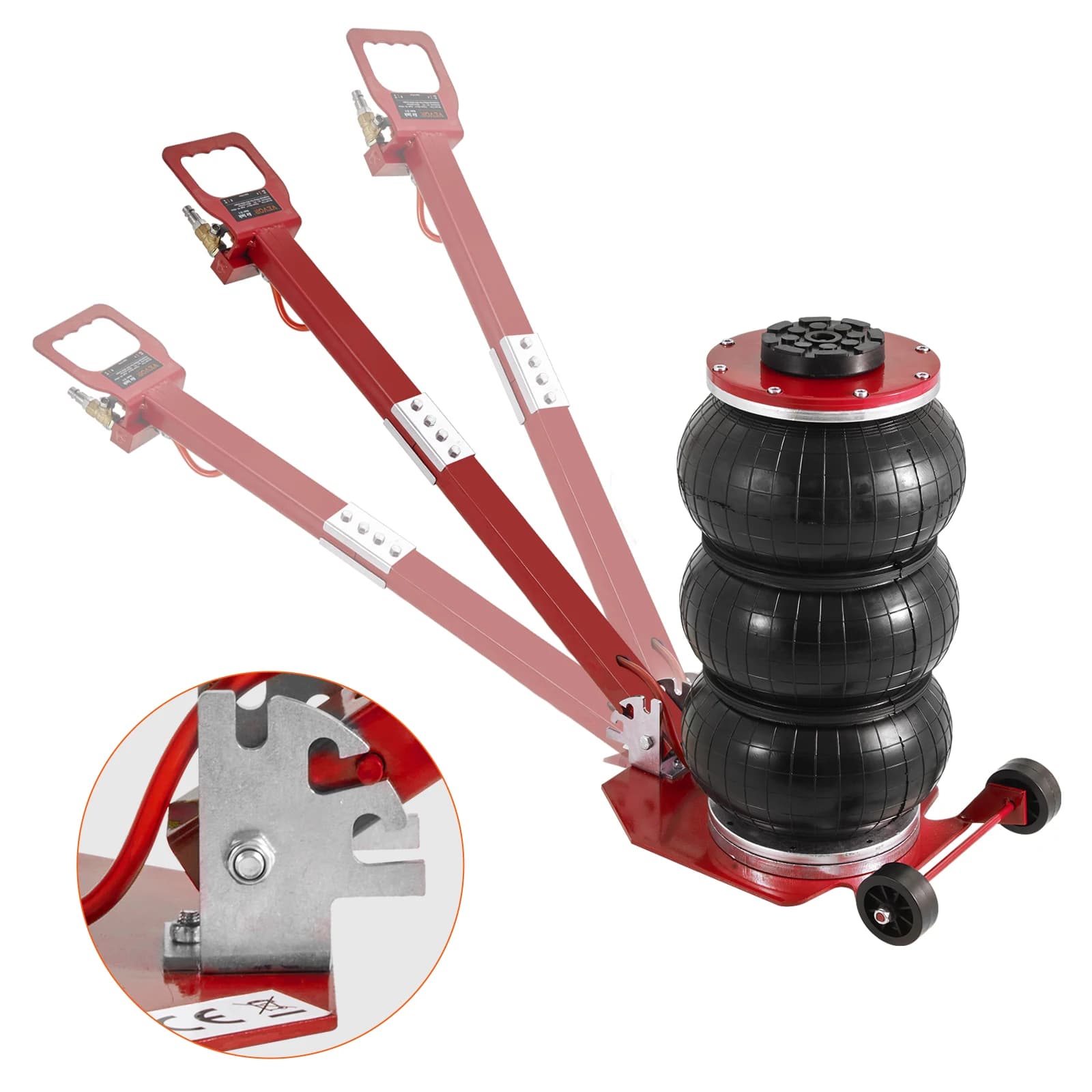 SucceBuy Cric pneumatique 3 tonnes/5 tonnes Triple sac Cric pneumatique Ascenseur rapide Crics de réparation de voiture robustes Crics à tige