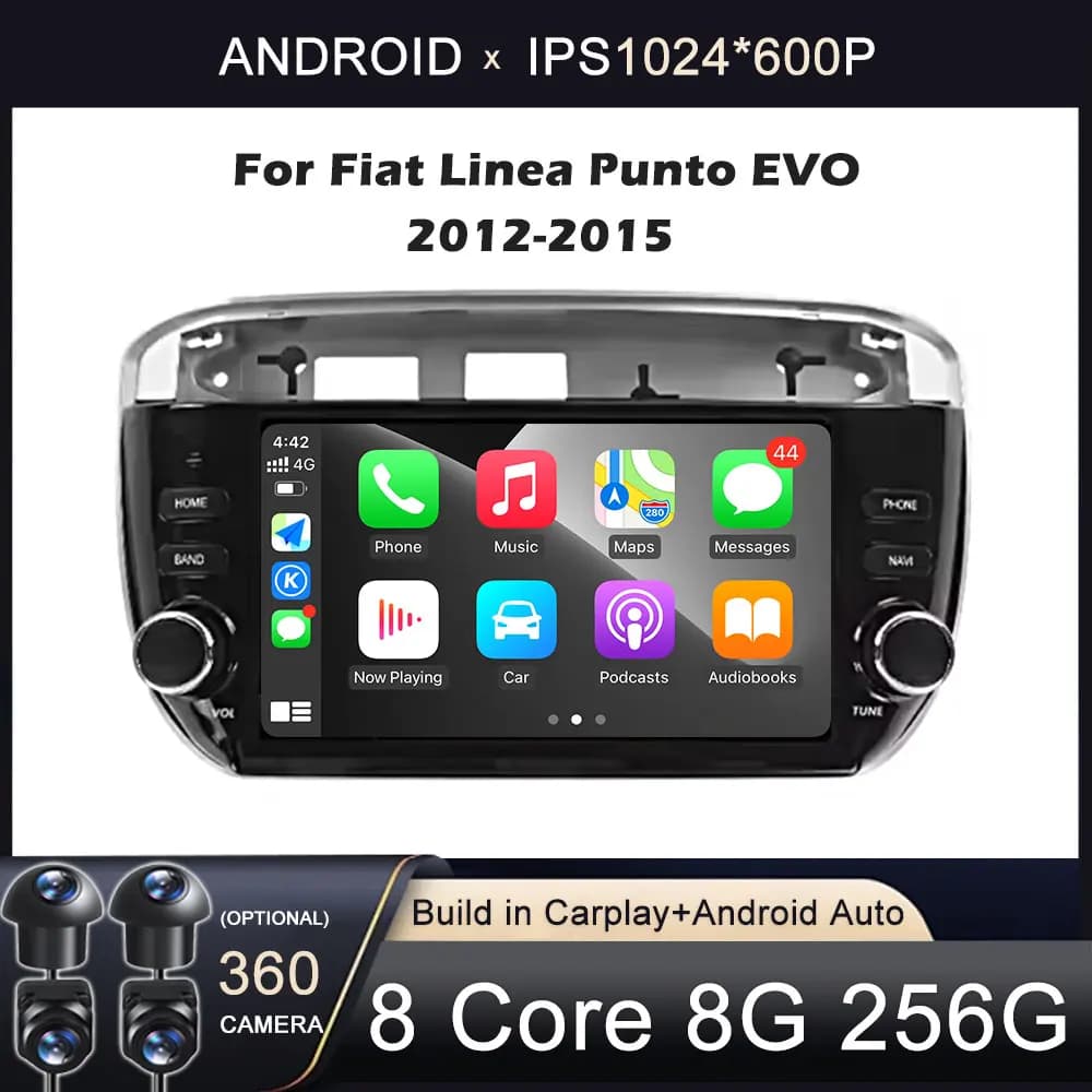 7 "pour Fiat Linea Punto evo 2012 - 2015 4G voiture Carplay Auto Android OS Radio Navigation GPS lecteur vidéo multimédia BT 5.0