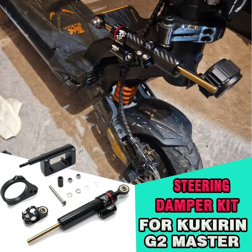 Support de stabilisateur de direction en fibre de carbone CNC pour trottinette Kukirin G2 Master, kit d'amortisseur de direction réglable