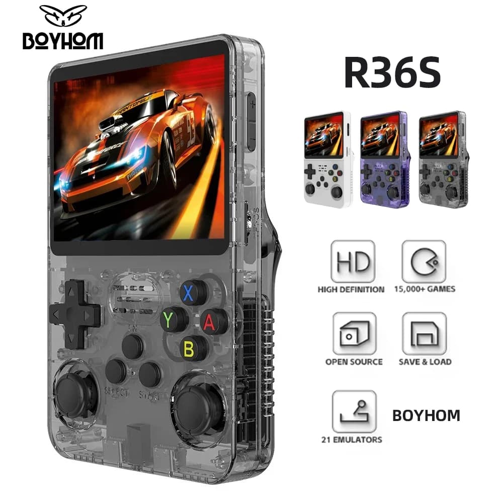 BOYBathroom-Console de jeu vidéo rétro M R36S Pro, système Linux, écran IPS 3.5 ", lecteur vidéo de poche portable, jeux 64 Go
