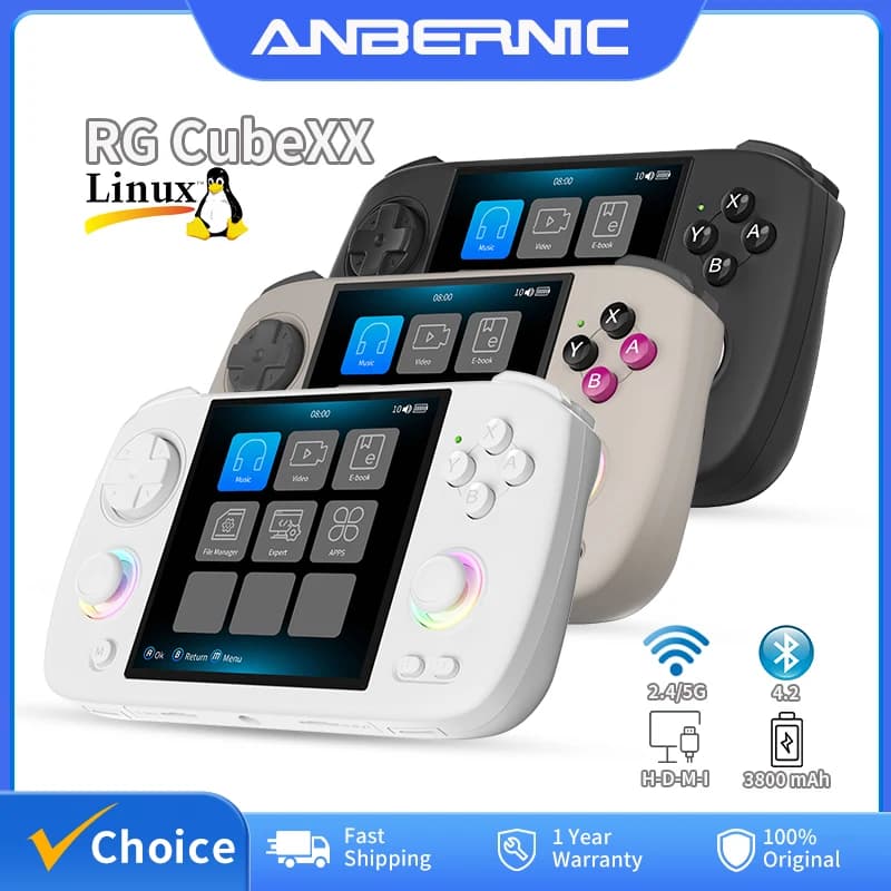 ANBERNIC RG Cubexx rétro Console de jeu portable 3.95 "IPS 720*720 écran Linux 64bit prise en charge WiFi Bluetooth Streaming jeux vidéo