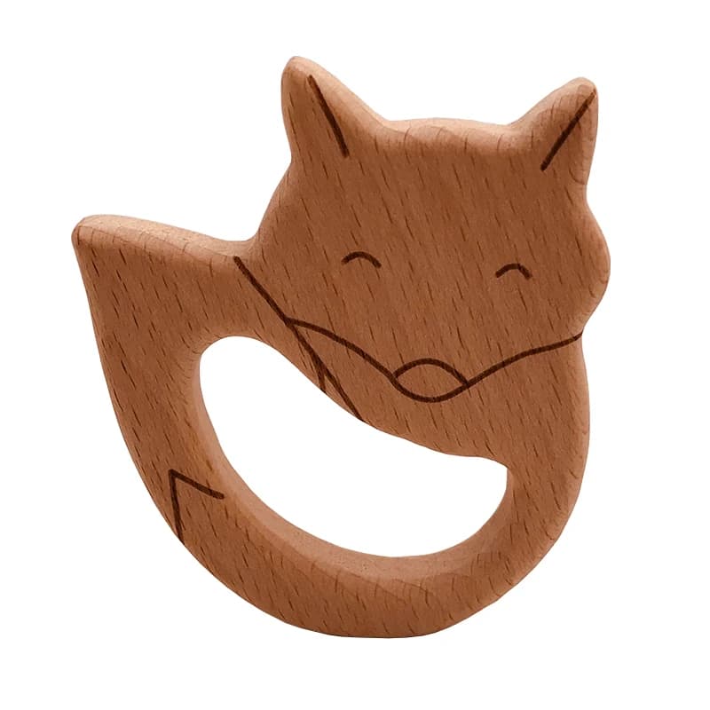 ABCPICK – anneau de dentition en bois de hêtre, jouets de renard de dessin animé, pendentif d'allaitement, chaîne de sucette, fabrication de