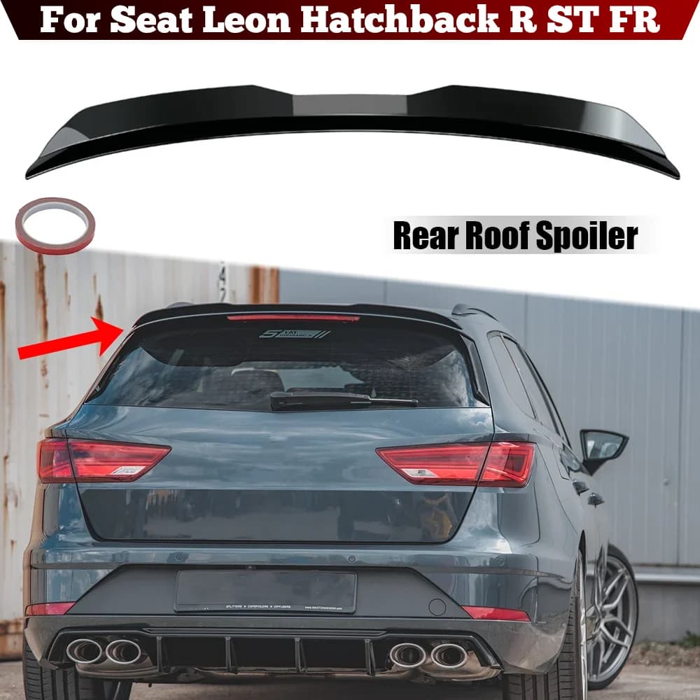 Couvercle de coffre arrière noir/carbone, aile de becquet de toit, accessoires extérieurs universels pour Seat Leon Hatchback R ST FR