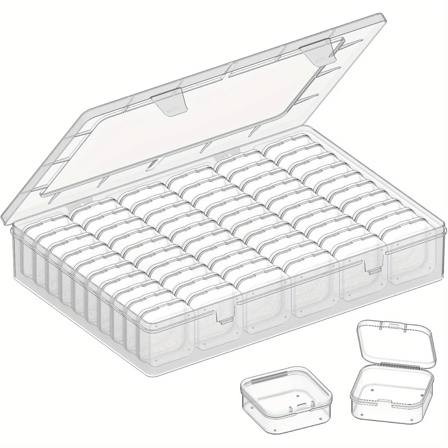 Boîte de rangement de perles, ensemble de boîtes de rangement de perles de 61 pièces, organisateurs de petites perles transparents de grande