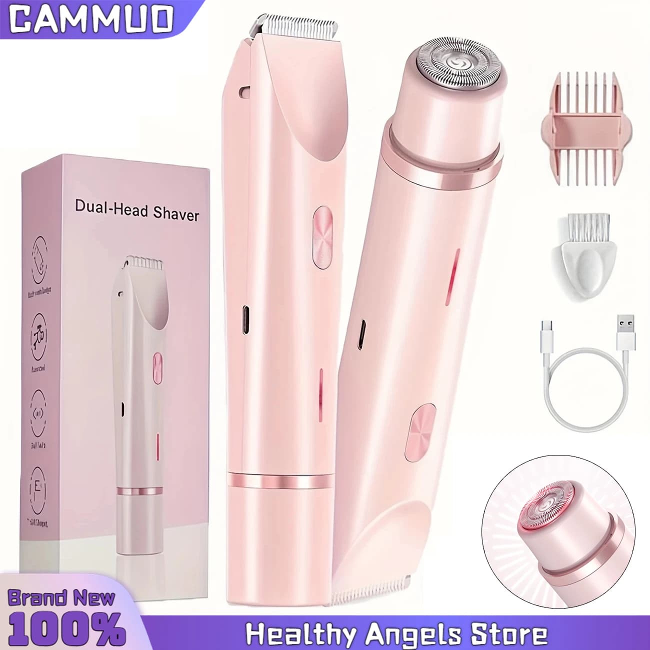 Rasoir électrique double tête pour femme, épilateur corporel double usage, tondeuse électrique pour jambes, aisselles et maillot