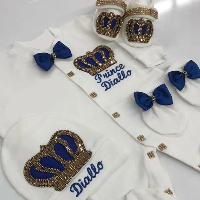 Ensemble cadeau personnalisé avec nom Lilax Take Me Home, Layette pour nouveau-né, couronne en strass, combinaison pour garçon et fille de 0 à 3