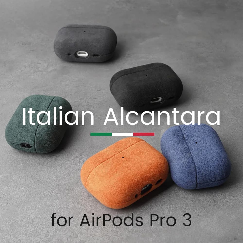 ALCANTARA étui pour AirPods Pro 3 étuis en cuir suédé de luxe sans fil Bluetooth casque tourner couverture de fourrure