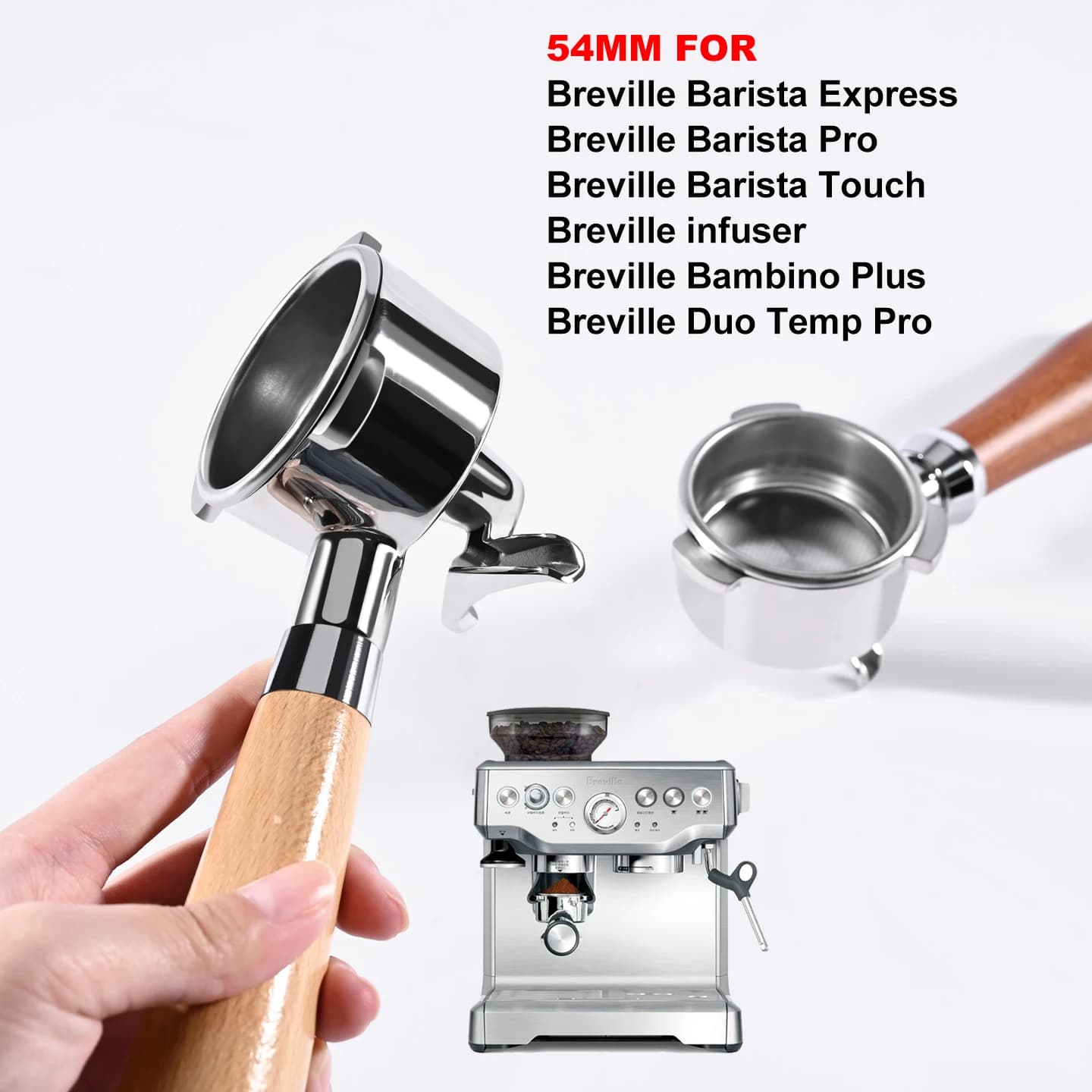 Porte-filtre à café double bec de 54mm, pour Breville Sage 870 878 879, panier filtrant, accessoire pour machine à expresso, outil de barista