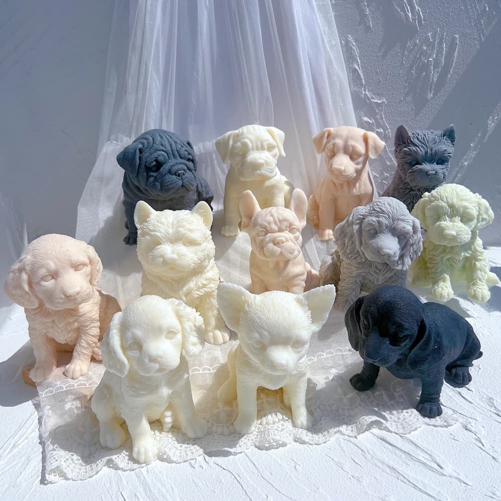 Moule à bougie en Silicone pour chiots, différentes races, animaux, cire de soja, pour amoureux des chiens, décoration de maison