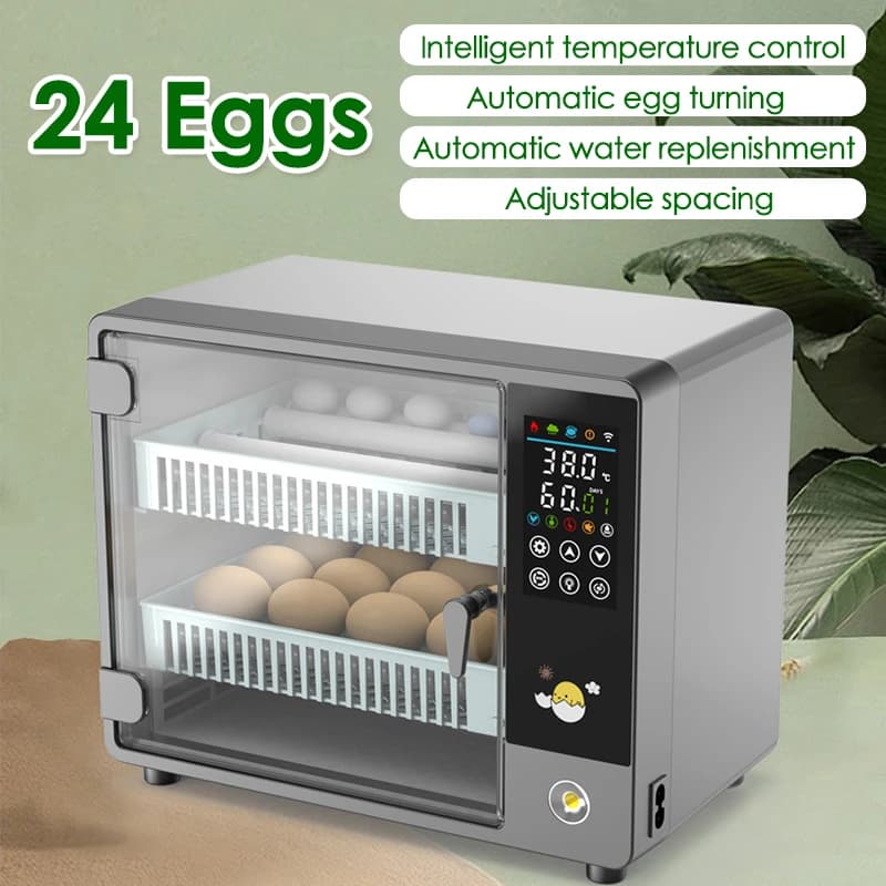 Incubateur à rotation automatique de 24 œufs, contrôle tactile de la température, Machine à couver, poulet, canard, caille, couveuse d'oiseaux