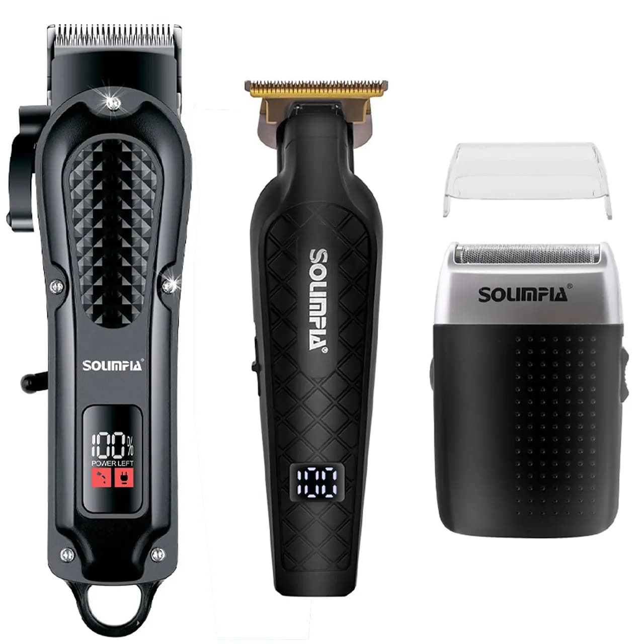 Tondeuse à cheveux professionnelle Solimpia, électrique, rechargeable par USB, tondeuse de barbier sans fil, type C, coupe à zéro, ensemble de 3