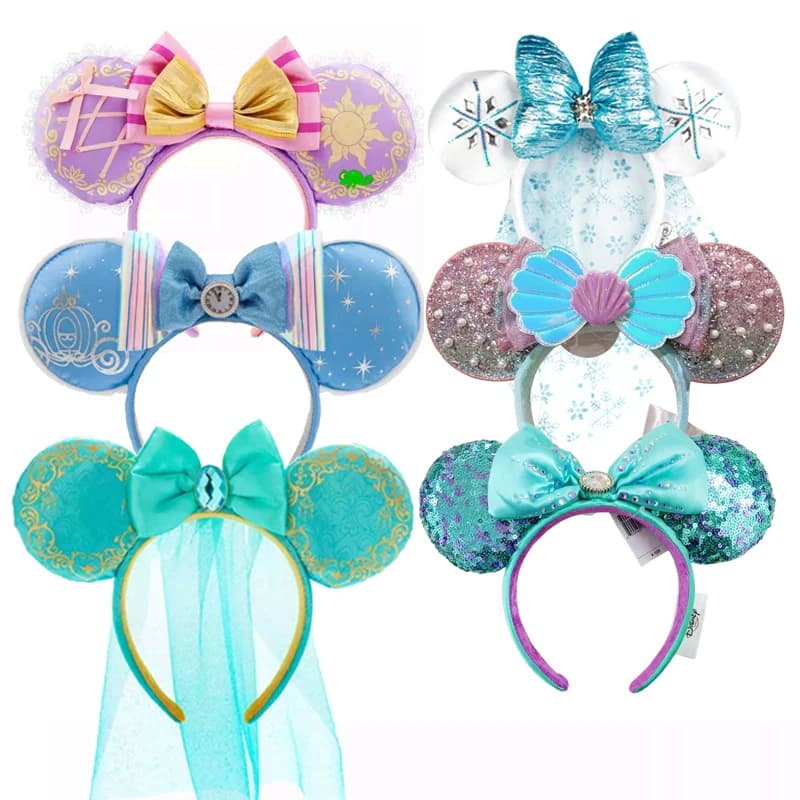 Bandeau princesse Disney Seris Mickey Mouse, oreilles Disney Minnie, couvre-chef en cuir PU, jouets de décoration pour enfants filles, 2025