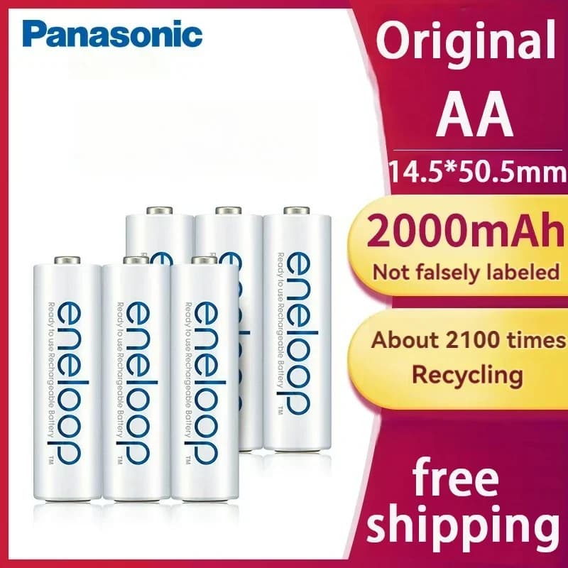 Batterie rechargeable Panasonic Eneloop originale AA AAA 1,2 V 1900 mAh 800 mAh pré-chargeée NiMH, adaptée aux lampes de poche, appareils photo et