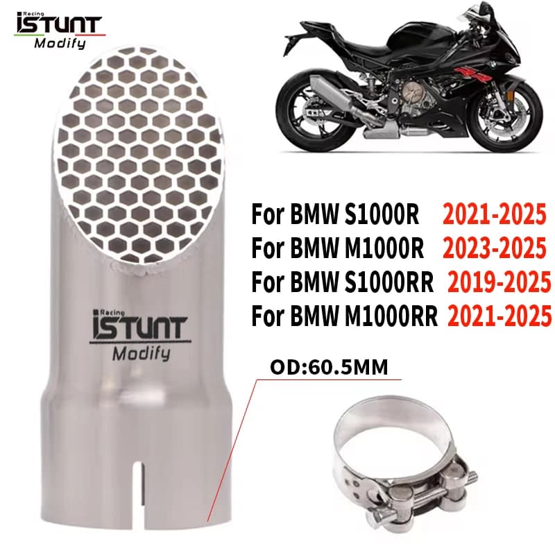 60.5MM silencieux SLip On pour BMW S1000 R S1000 RR M1000 R M1000 RR 2019 - 2025 silencieux d'échappement de moto Tube de connexion central