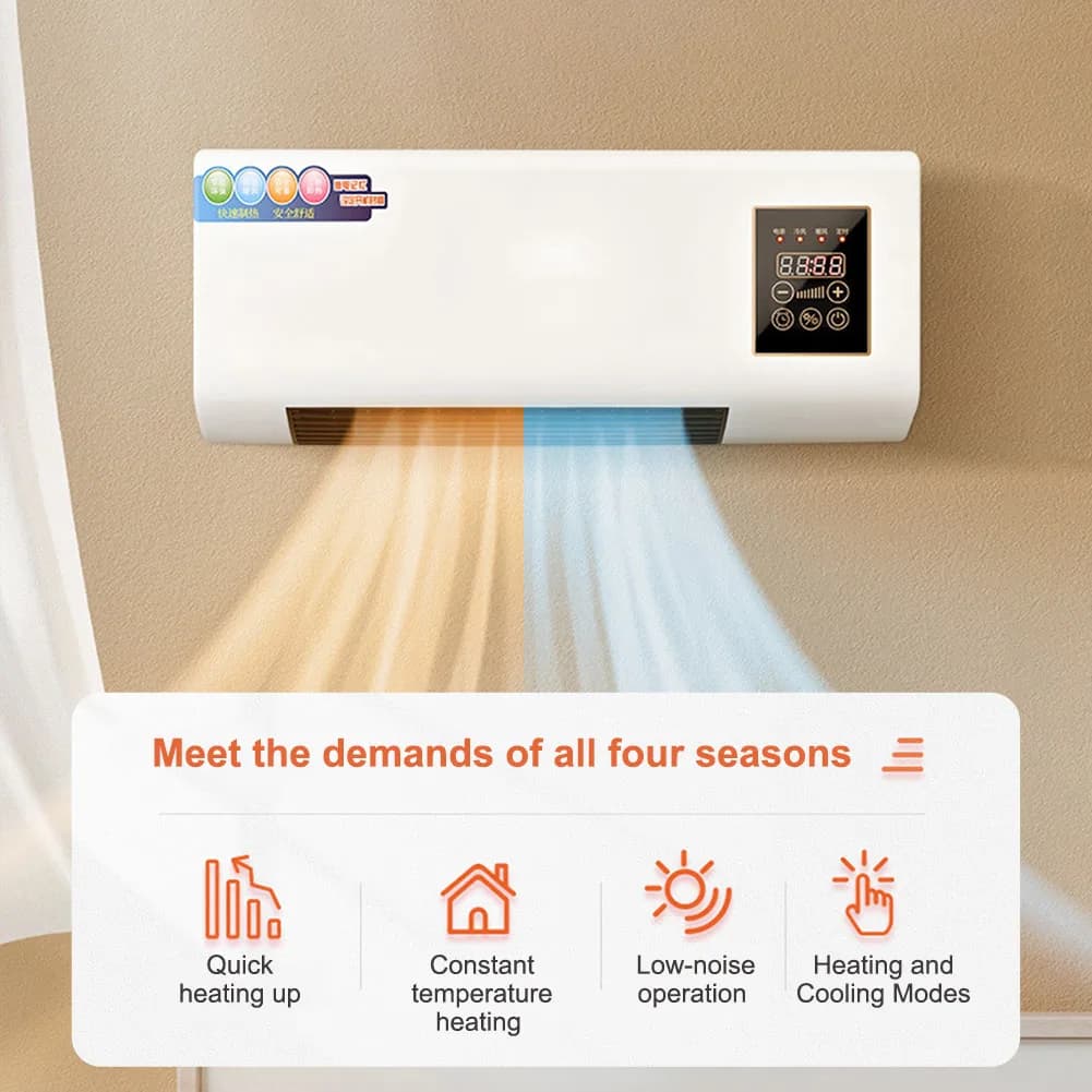 Climatiseur mural 2-en-1 chaud/froid sans conduit, ventilateur et chauffage pour camping-car