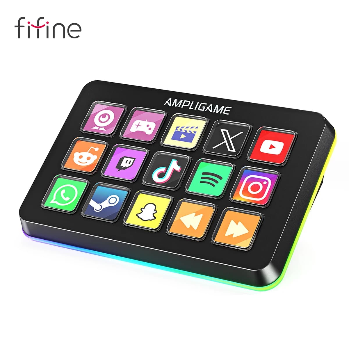Mini clavier FIFINE D6 avec 15 boutons Macro personnalisables, actictions de déclenchement via application, Macros personnalisés pour