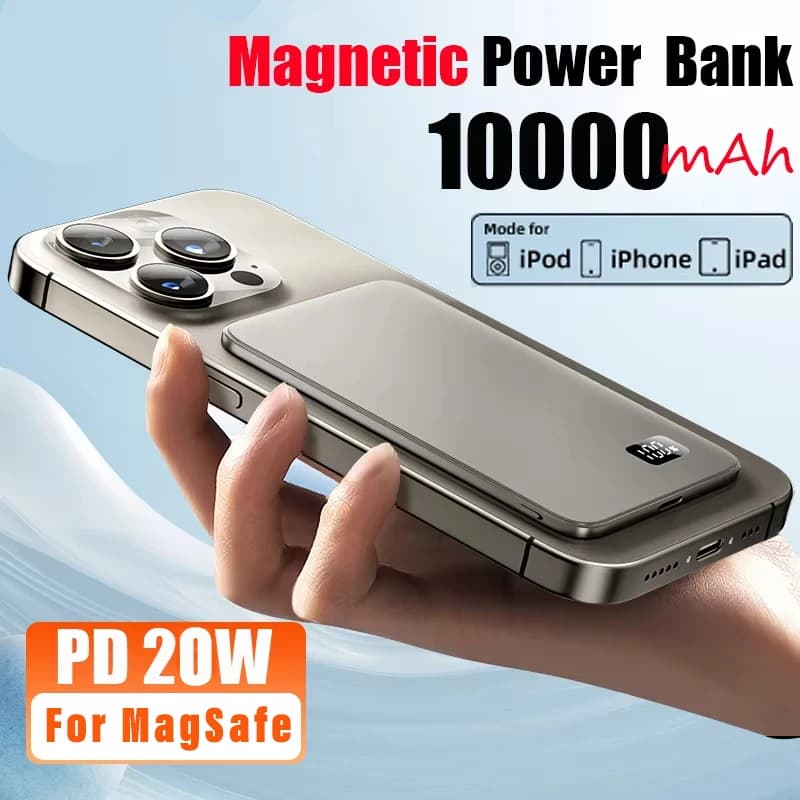 Banque d'alimentation Ultra mince 10000mAh pour MagSafe, batterie Portable MacSafe magnétique sans fil à charge rapide pour iPhone Xiaomi Samsung
