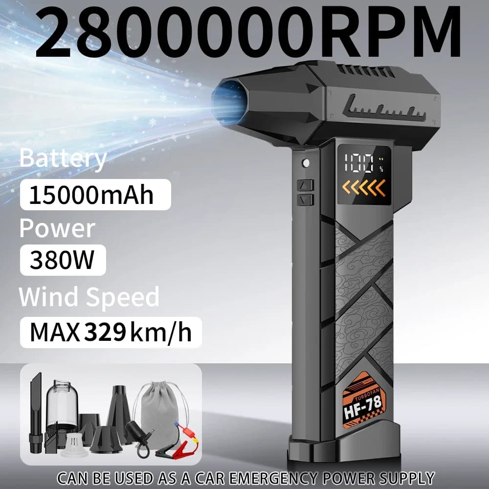 Souffleur à jet 2800000 tr/min, super puissant, pression d'air électrique, aspirateur sans fil/alimentation de secours pour voiture