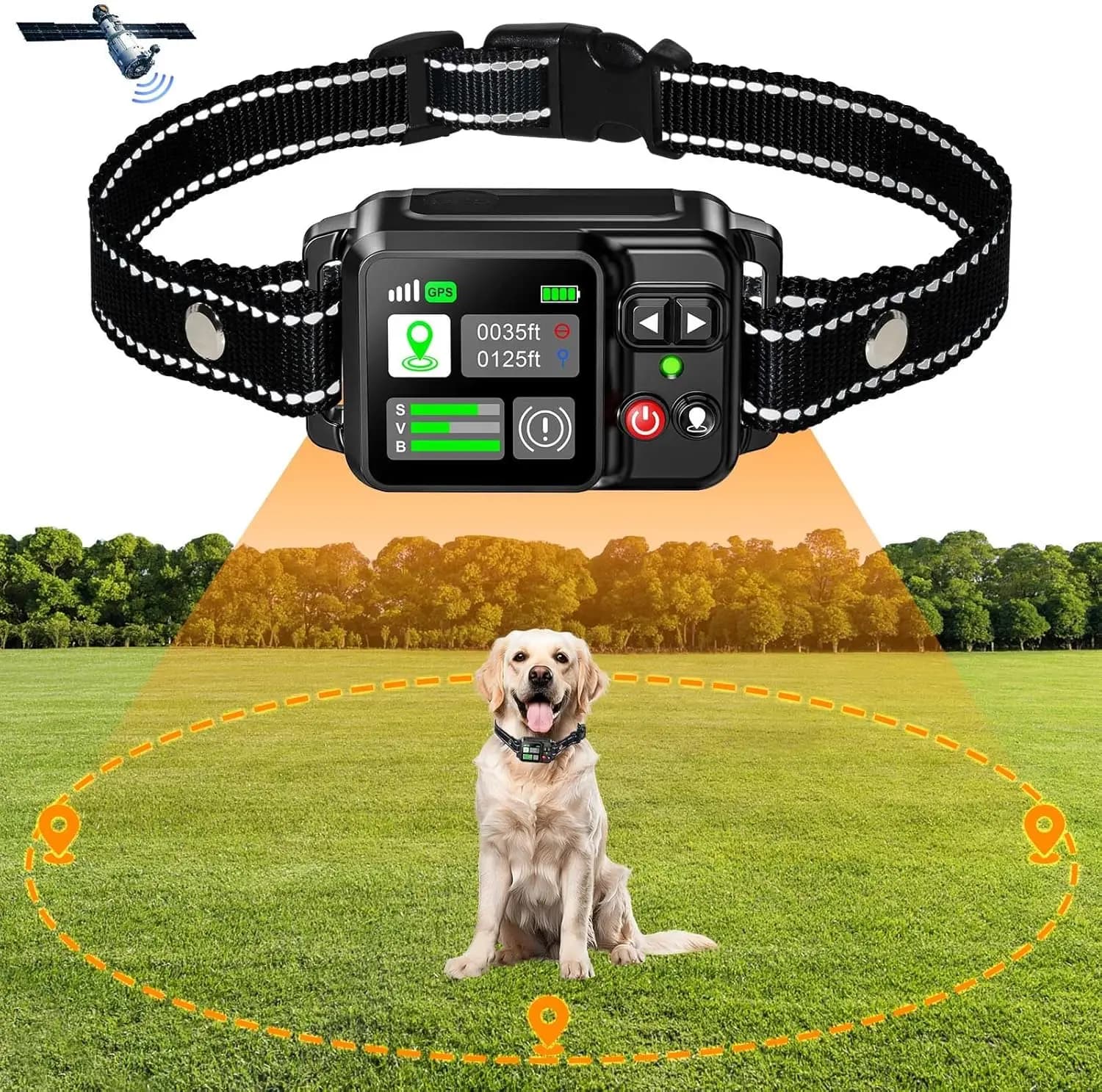 Système de clôture sans fil pour chien avec GPS - Clôture électrique pour chien avec technologie satellite GPS, portée du système de clôture