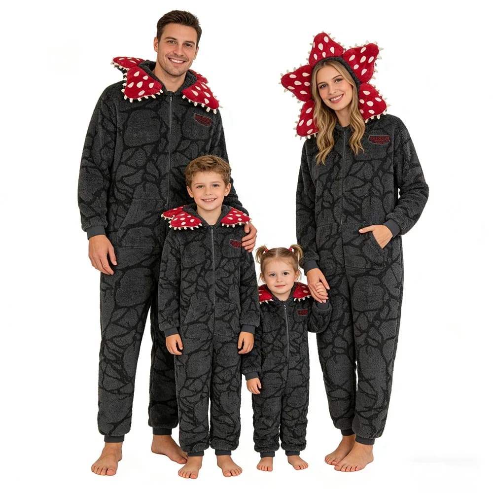 Pyjama de Noël Stranger avec motif de plante Demogorgon - Combinaison pour adulte confortable, idéale pour les fêtes de fin d'année