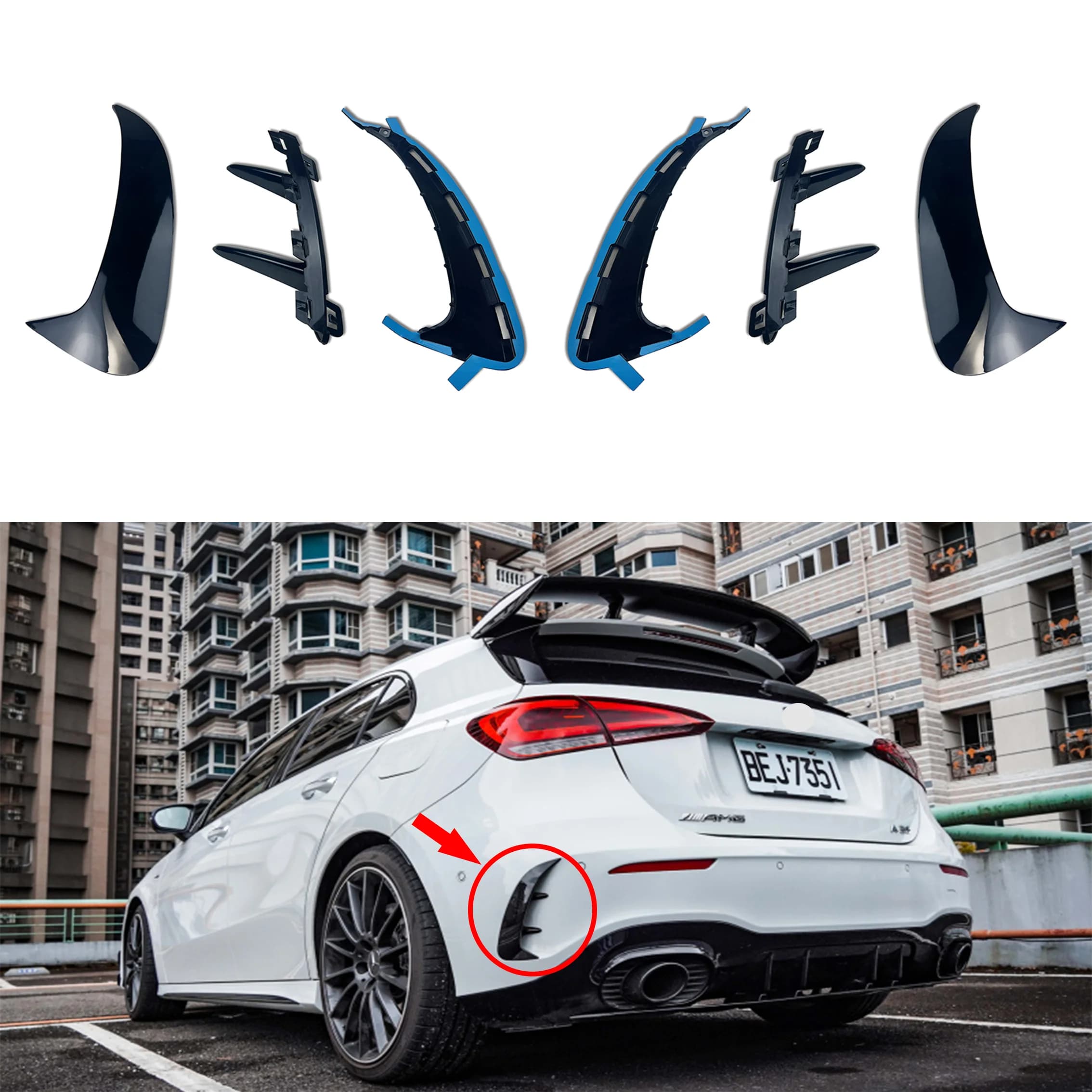 Paire de séparateurs de Canards pour pare-chocs arrière, pour Mercedes Benz W177 AMG Line Hatchback A180 A200 A220 A160 A250 A35 2019