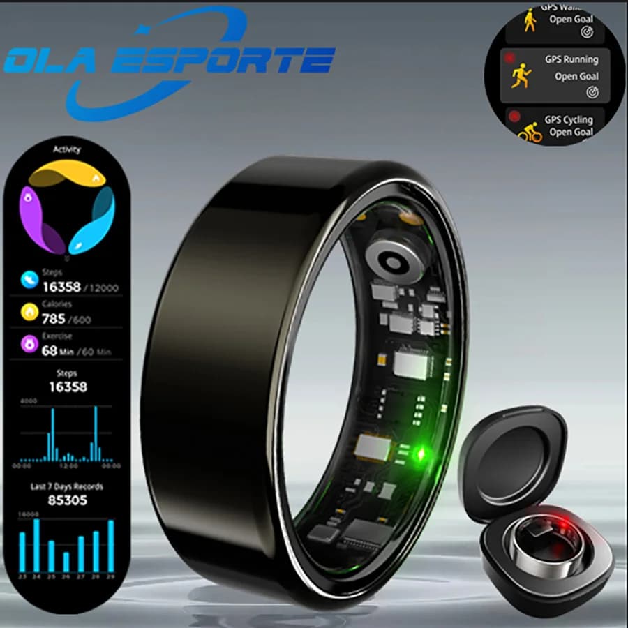 Pour anneau intelligent hommes femmes Bluetooth moniteur sang fréquence cardiaque sang oxygène moniteur Smartring MultiSport 5ATM étanche 2025