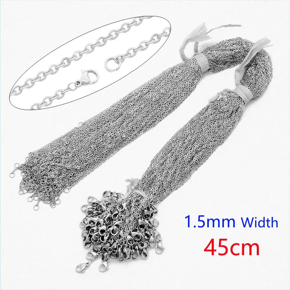 100 pcs/Lot en vrac en gros 304 en acier inoxydable lien de câble Rolo chaîne collier pour la fabrication de bijoux à bricoler soi-même couleur