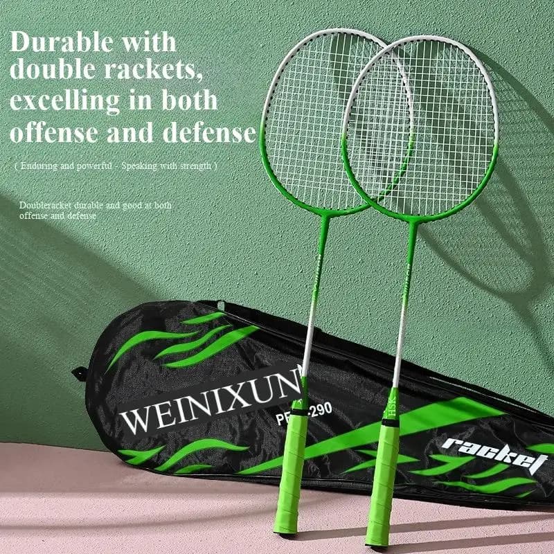 Raquettes de badminton élégantes de couleur verte pour débutants, avec poignée en mousse (lot de 2), idéales pour les parents, raquettes à