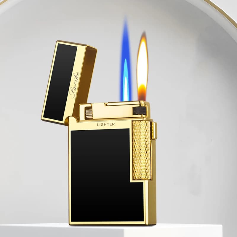 Briquet à cigare coupe-vent en métal, torche à jet de gaz, deux types de flammes, accessoires de fumeur originaux, gadgets au butane pour hommes