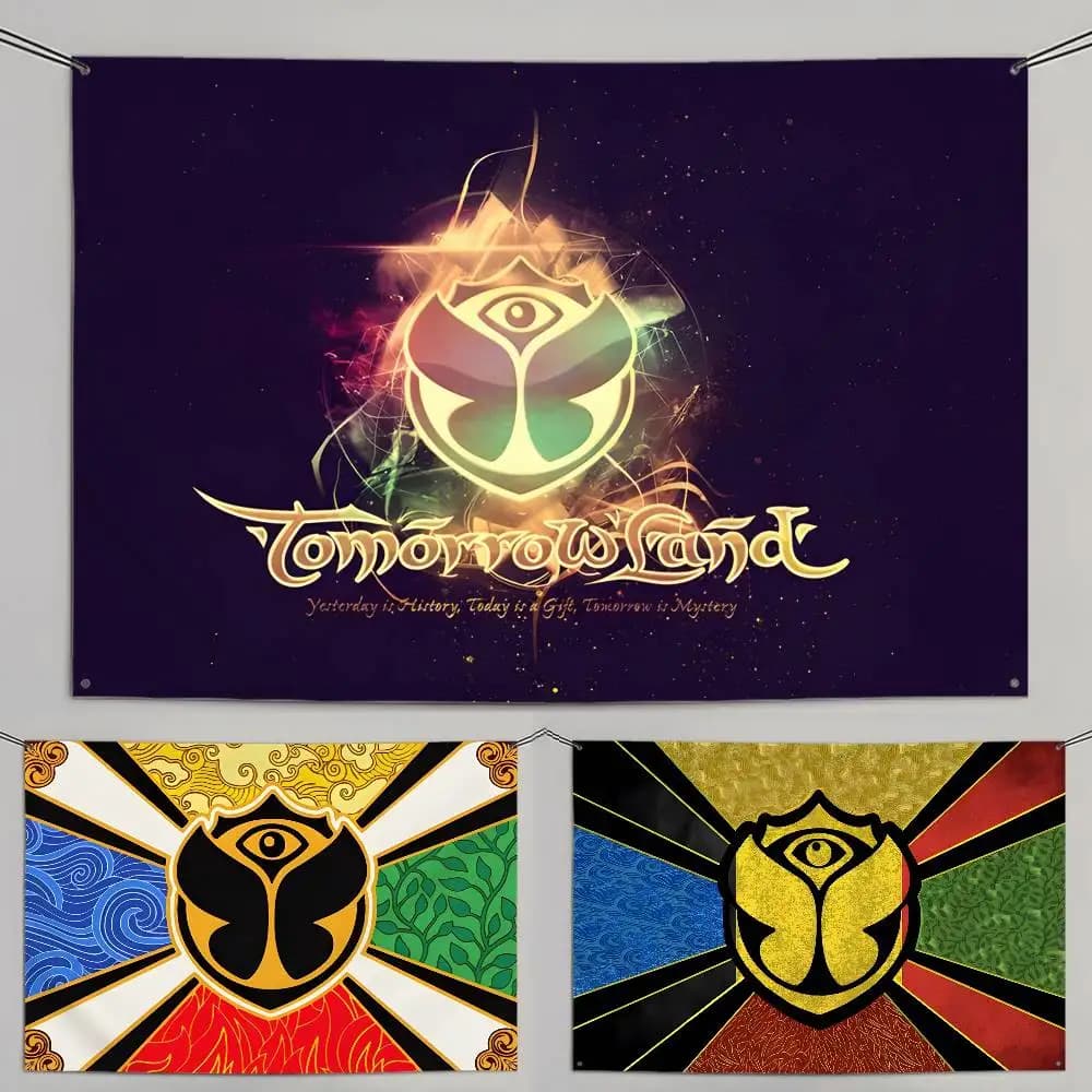 Drapeau du Festival de musique de Tomorrowland, drapeaux personnalisés, tapisserie murale suspendue, couverture de fond de drapeau décoratif