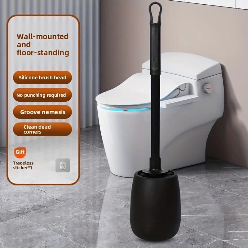 ​ Ensemble de brosses de toilette ventilées multifonctions, brosse murale et sur pied, poils en plastique durables pour le nettoyage de la salle de