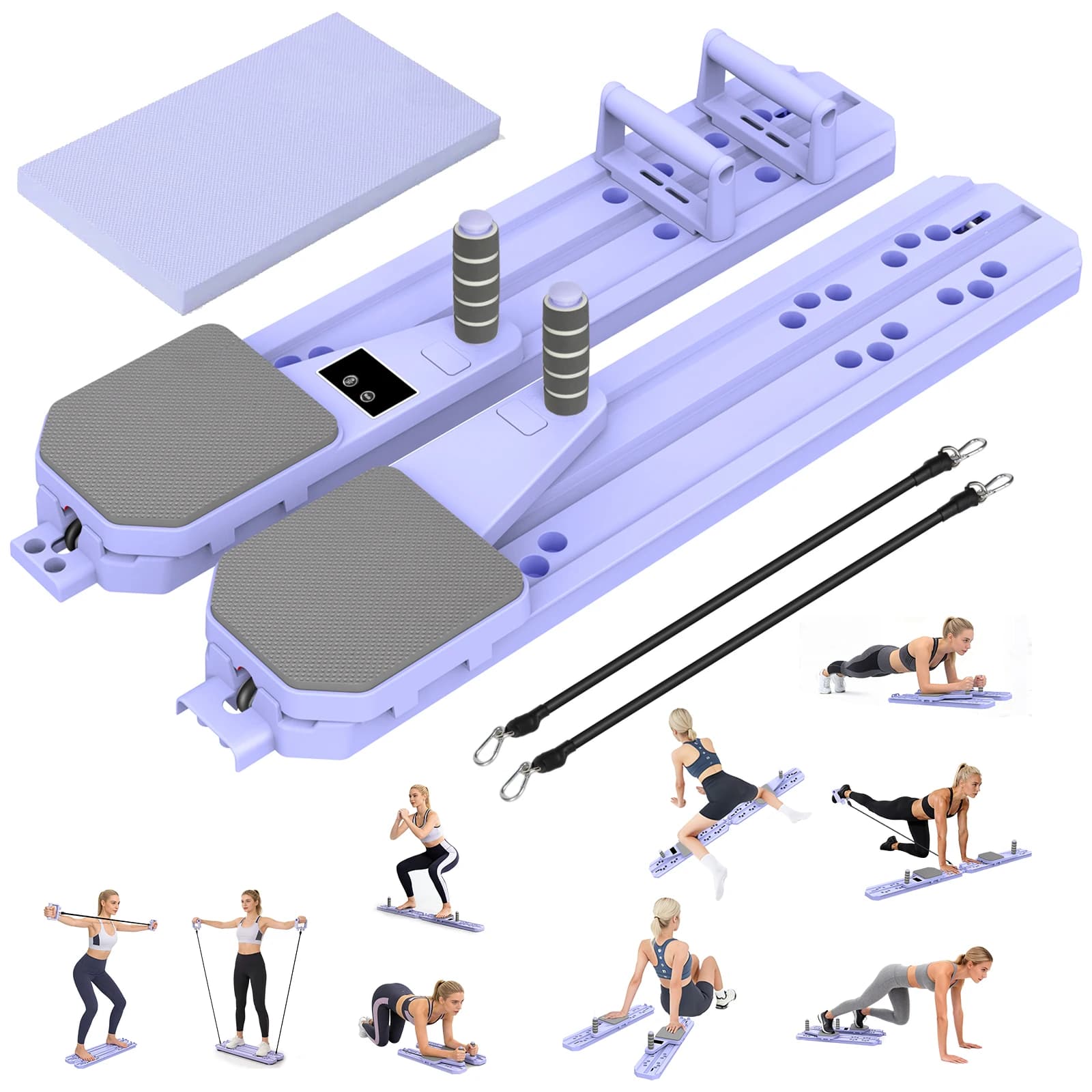 Planche de Pilates multifonctionnelle 8-en-1, appareil d'entraînement abdominal pour la maison, équipement d'exercice pliable pour le plancher