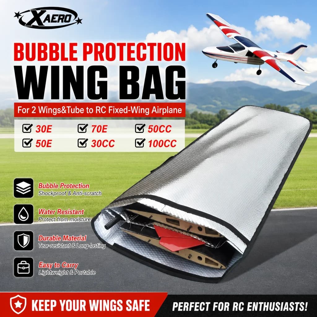 XAERO – sac d'aile de Protection contre les bulles, pour 2 ailes et Tube vers avion RC à voilure fixe 30-50E 70E 30CC 50CC 100CC