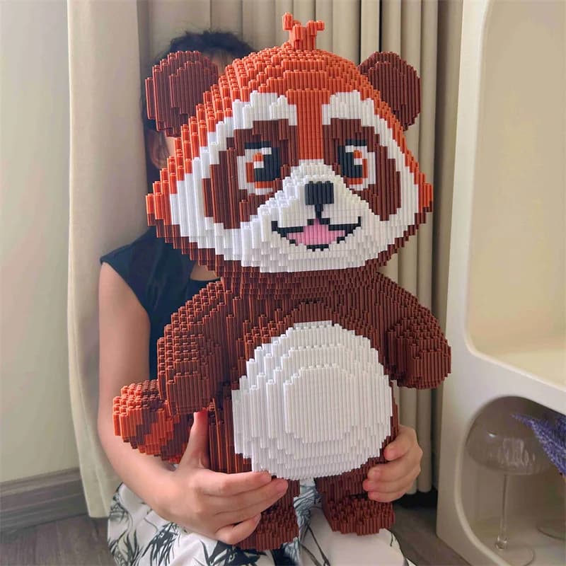 Jouet de construction 3D DIY Kawaii Raton Laveur, Figurine de groupe musical ours marron, Kit d'assemblage d'animaux amusants, Cadeau d'anniversaire