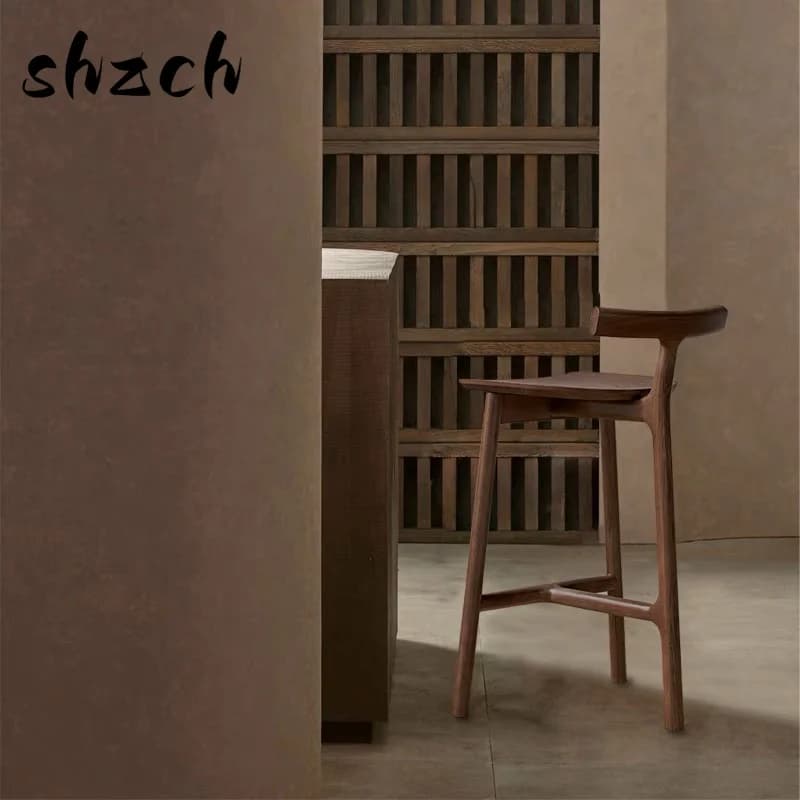 Tabourets de bar modernes scandinaves, chaise haute pour hôtel et cuisine, tabouret de comptoir créatif en bois massif, siège de réception