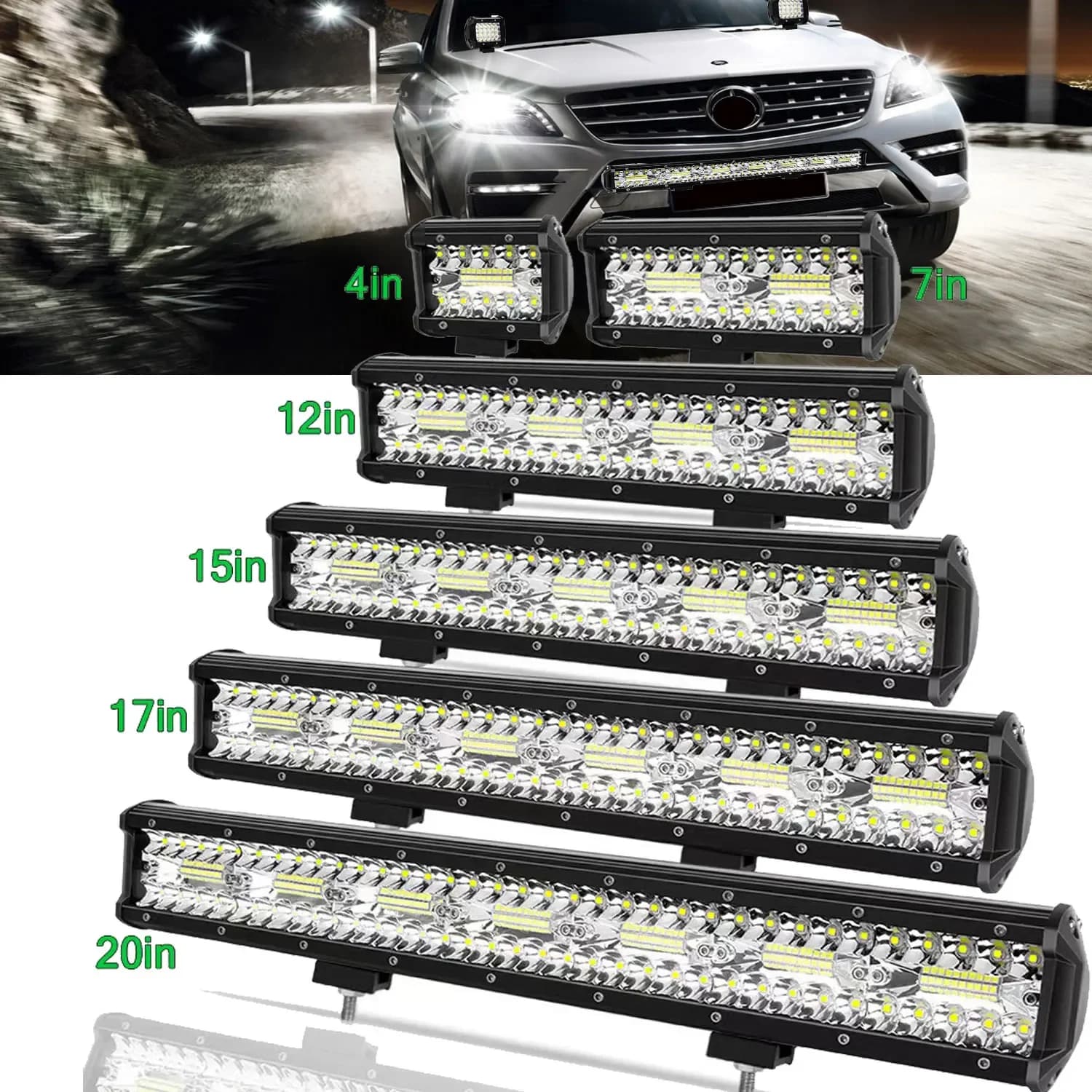 4/7/9/12/17/20 pouces barre lumineuse Led véhicule 12V barre lumineuse de travail projecteur bateau Barra Led camion de conduite ATV SUV 4x4 longue