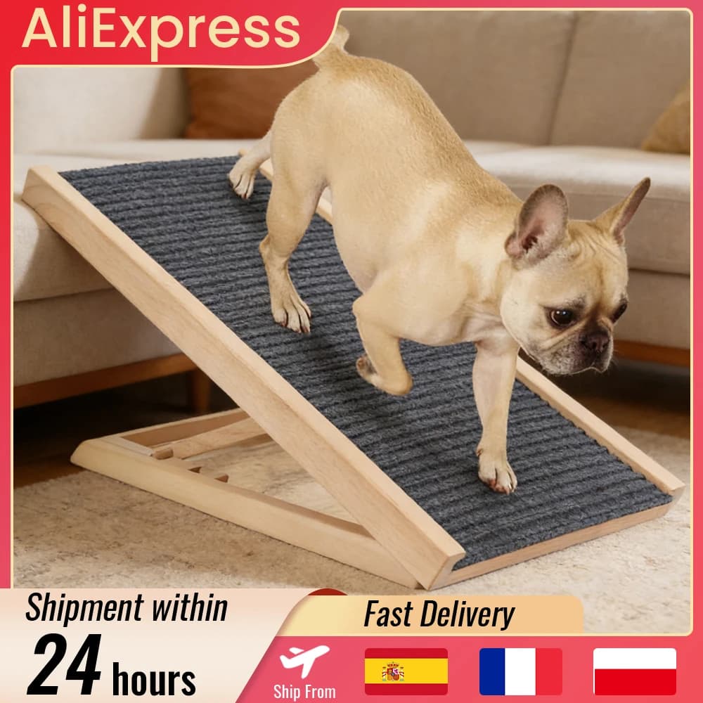 Rampe pour chien en bois massif de 70 cm, échelles antidérapantes avec tapis de sécurité, escalier d'accès pour animaux de compagnie pour