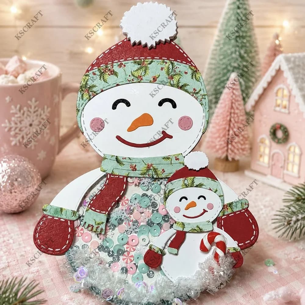 KSCRAFT Snowman Mini Album Cutting Dies Stencils pour DIY Scrapbooking Décoration Embossage Cartes en papier DIY