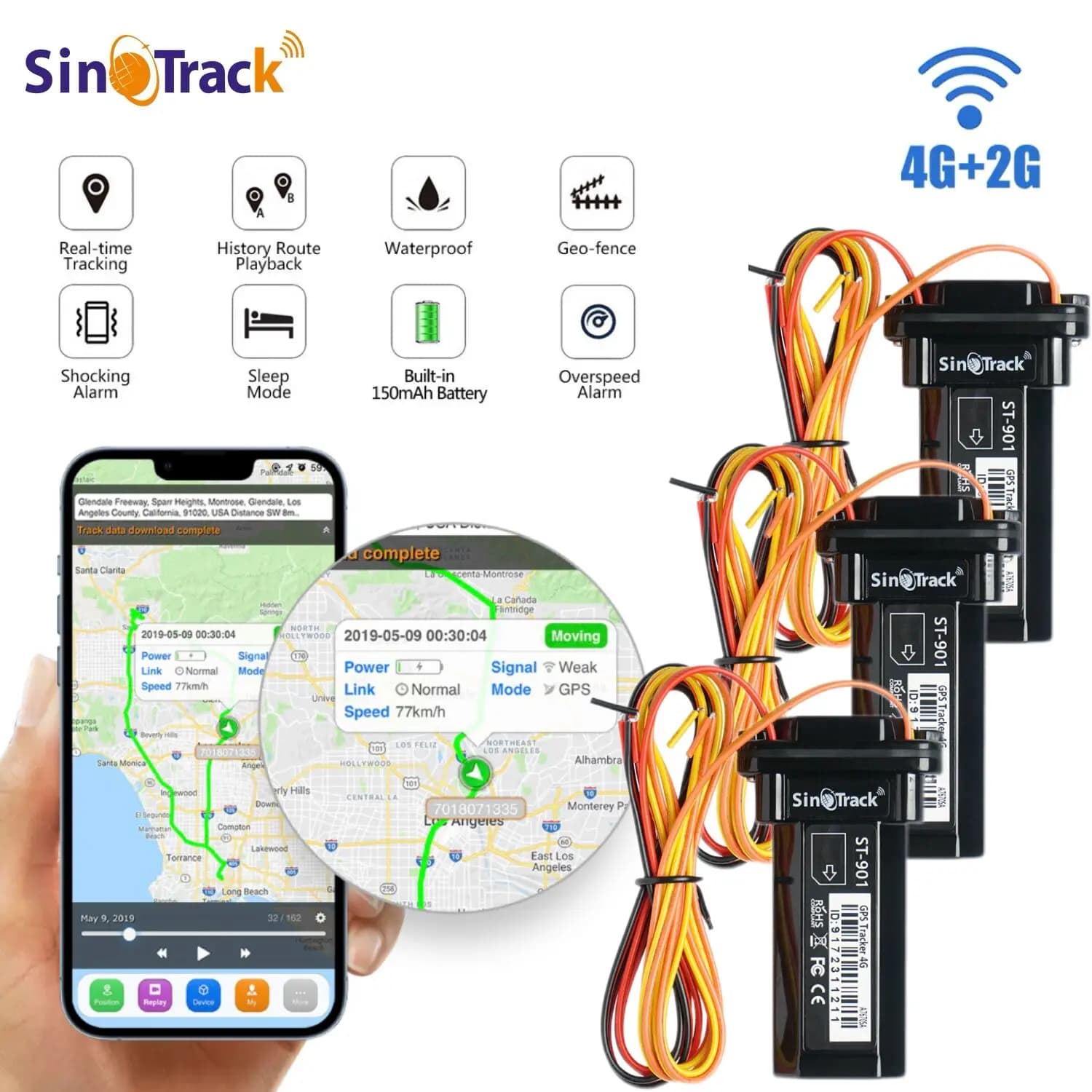 4G SinoTrack 3 unités ST-901L Mini traqueur de voiture pour voiture SUV camion Bus GPS 4PIN relais pour moteur coupé