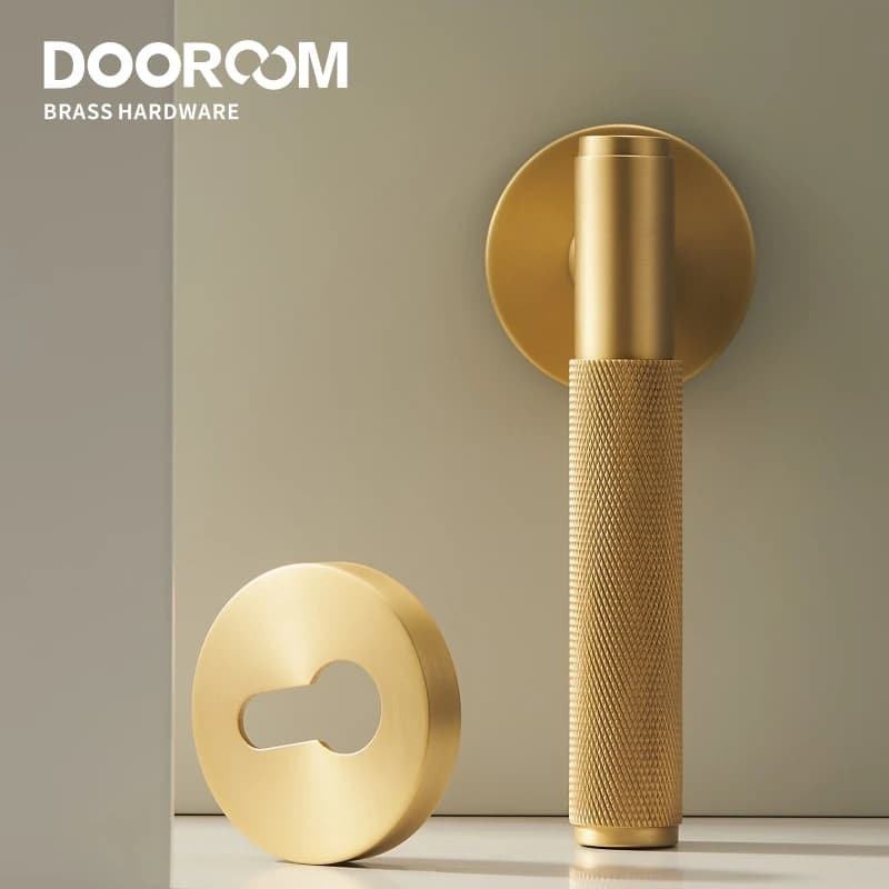 Dooroom – ensemble de leviers de porte en laiton, Passage de confidentialité moleté, poignée de verrouillage factice, matériel moleté