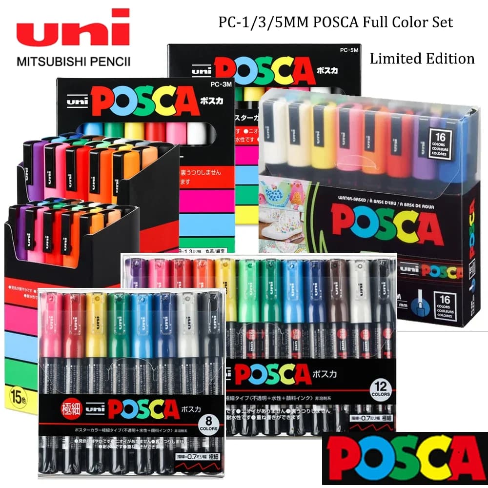 Uni Posca ensemble de marqueurs peinture acrylique dessin PC-3M Colores Graffiti trousse à crayons bricolage surligneur stylo étui Art fournitures