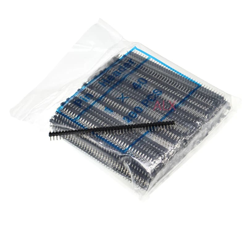 200 pièces 1X40 broches simple rangée mâle 2.54MM pas 11MM LONG broche en-tête connecteur bande 1X40PIN 1*40 40p 40PIN (6 couleurs) pour PCB