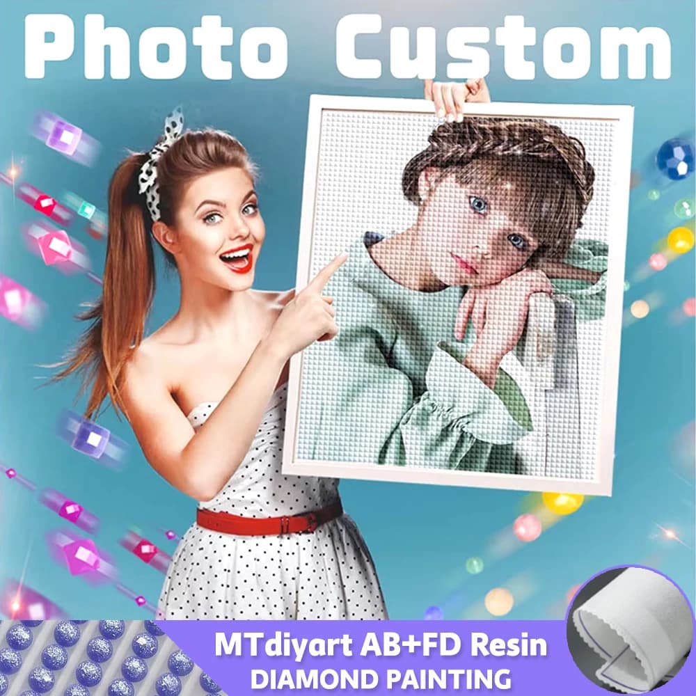 Résine personnalisée diamant peinture partie AB fée poussière Photo perceuse complète bricolage 5D mosaïque broderie passe-temps anniversaire
