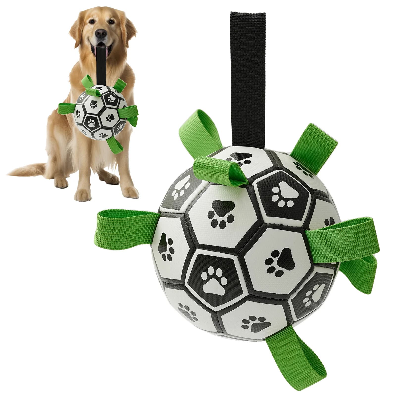 Jouets pour chiens ballon de football avec sangles jouet interactif pour chien pour remorqueur de guerre chiot cadeaux d'anniversaire jouet balles