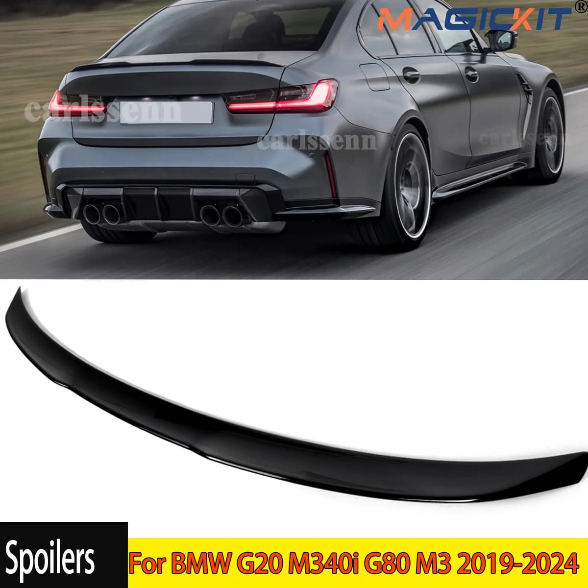 Aileron de coffre arrière noir brillant, Style M3, pour BMW G20 M340i G80 M3 2019 – 2024